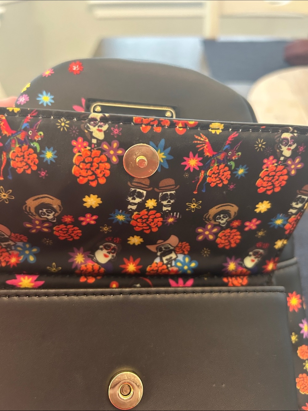 Loungefly Pixar Coco Black Floral Mini Backpack - Picture 4 of 5